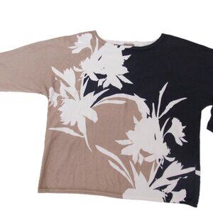 New Chico's Women's Floral Crewneck Pullover 3/4 sleeves size US M (8)